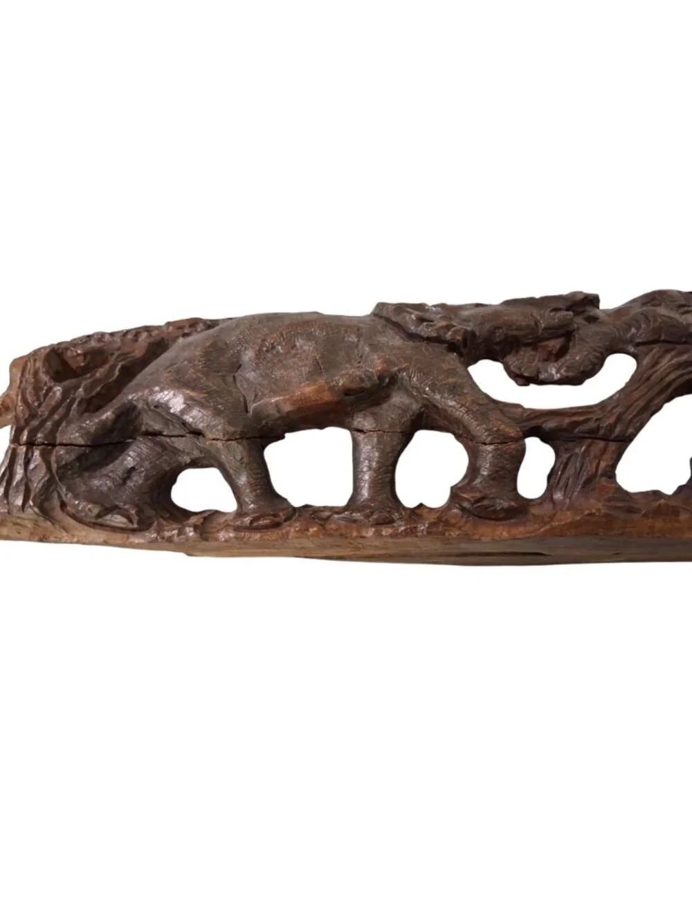 Hand Carved Wooden Elephant Stand Alone Or Wall Art